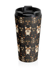 Nighttime Corgi Glow Stride Stainless Steel Travel Mug