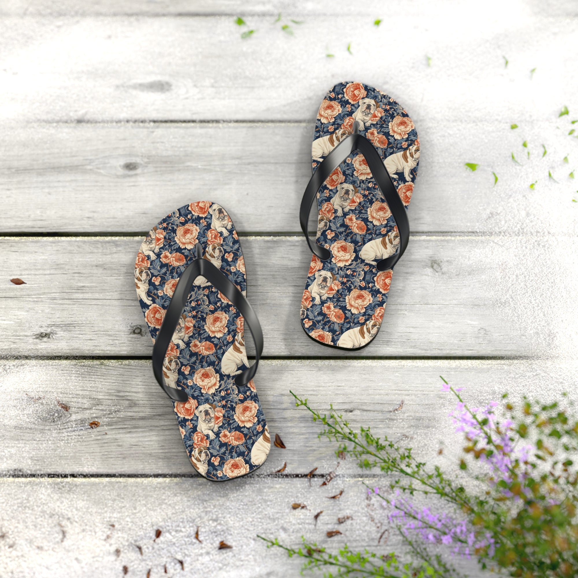 Blooming Bulldog Beauty Flip Flops