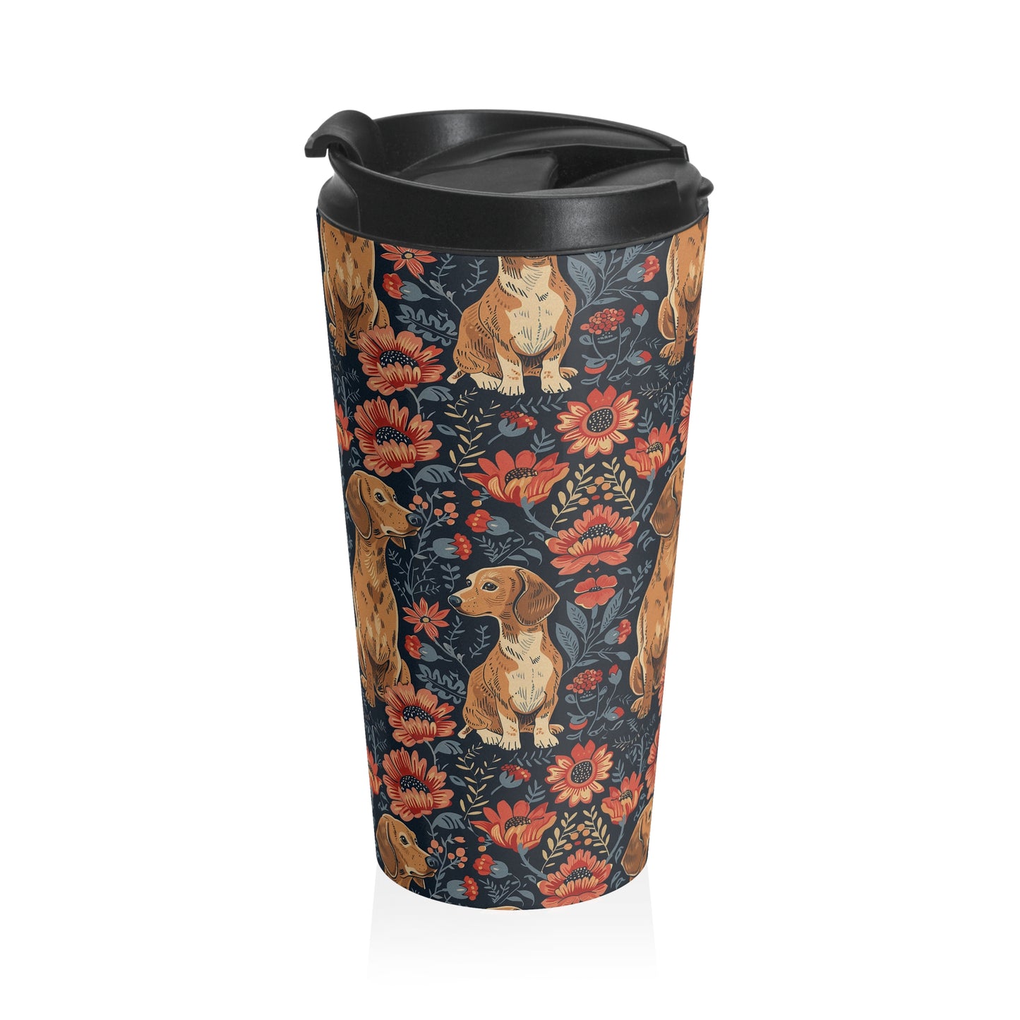 Floral Pawsome Dachsund Delight Stainless Steel Travel Mug