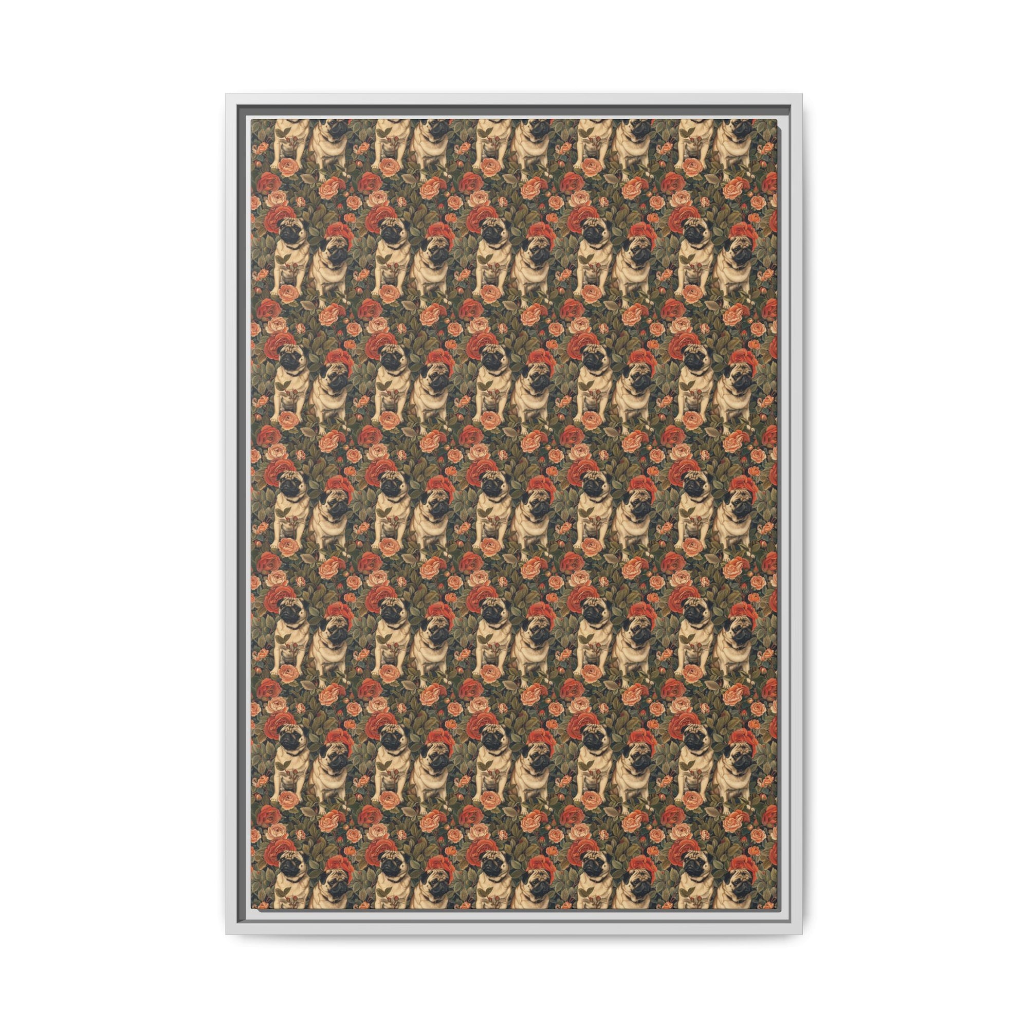 Blooming Pug Paradise Matte Canvas, Framed