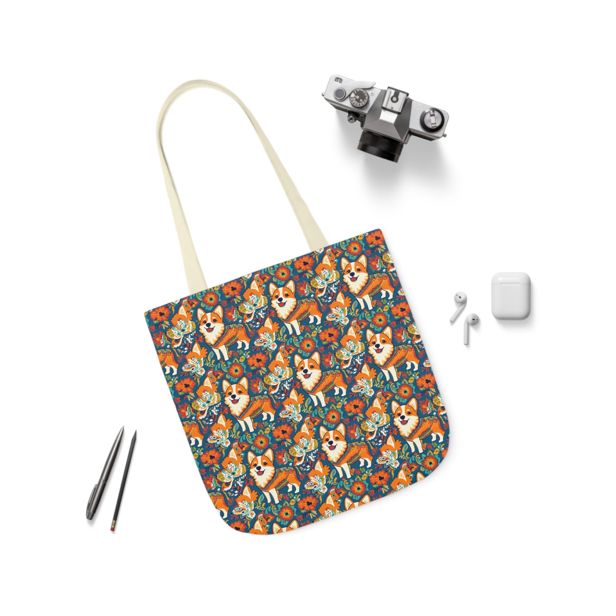 Corgi Carnival Couture Canvas Tote Bag