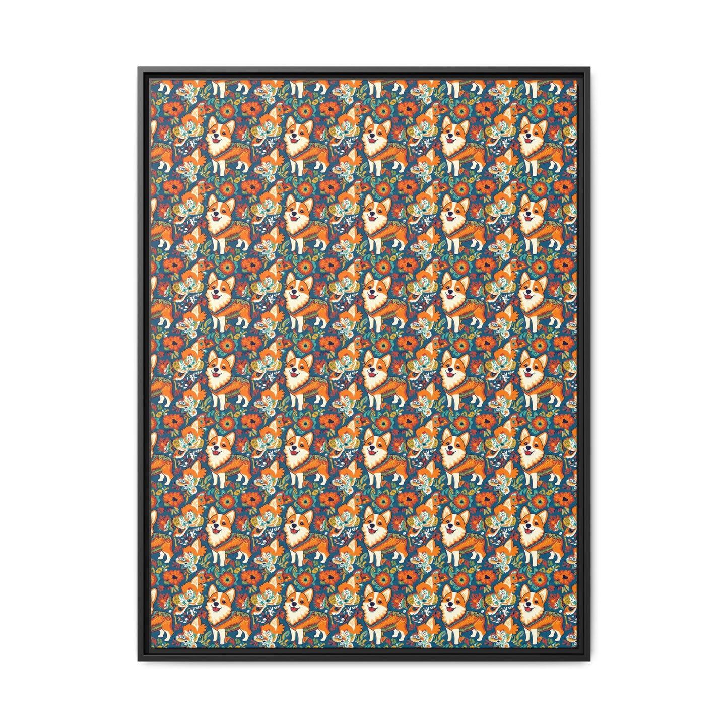 Corgi Carnival Couture Matte Canvas, Framed