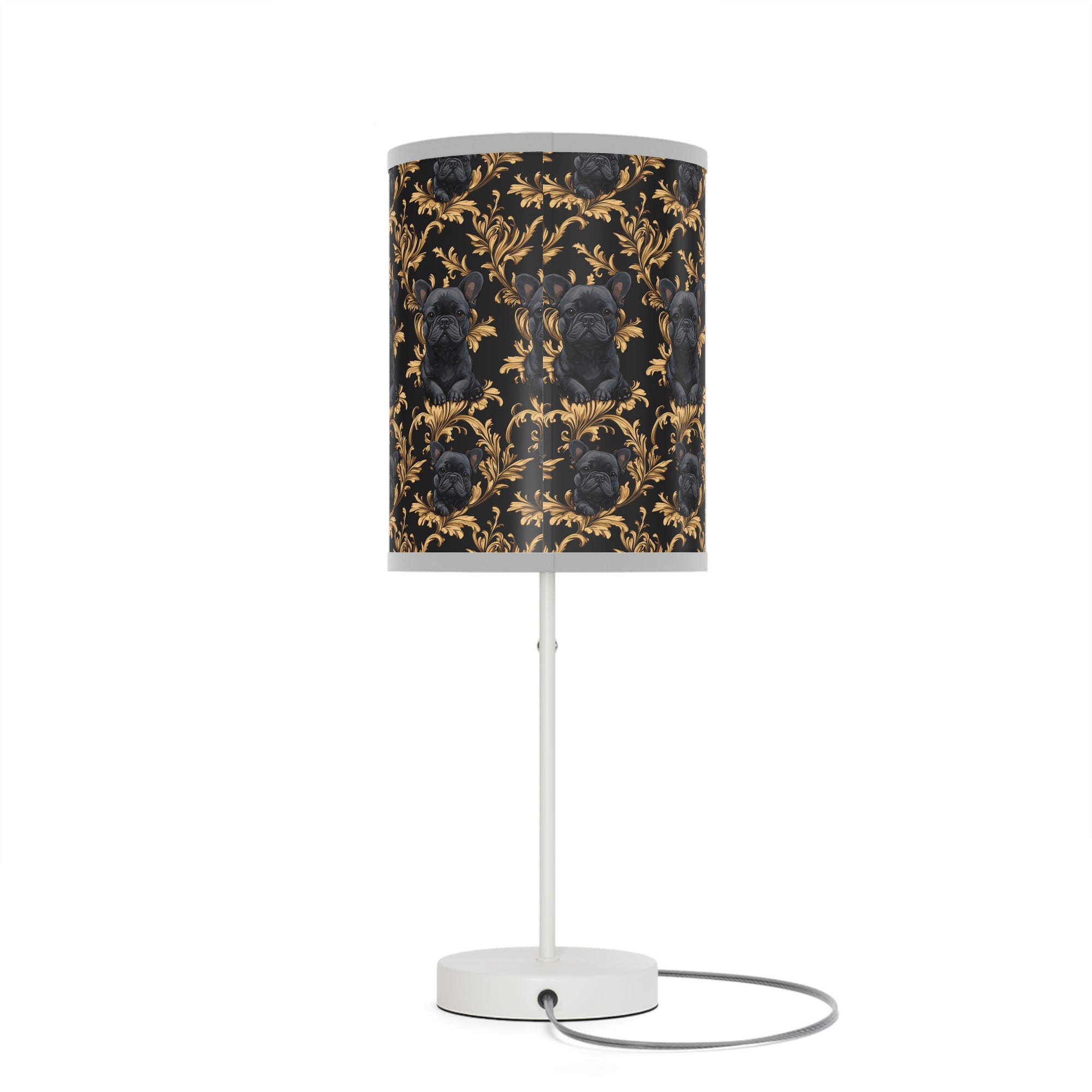 Regal Frenchie Noir Elegance Lamp on a Stand