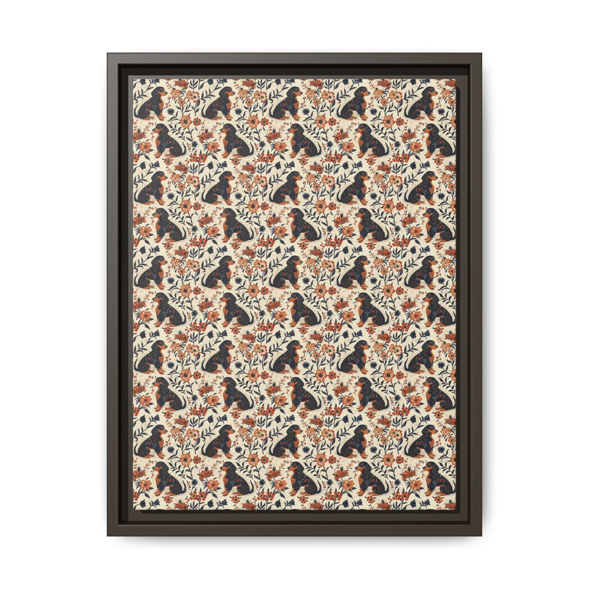 Blossoming Dachshunds Delight Matte Canvas, Framed