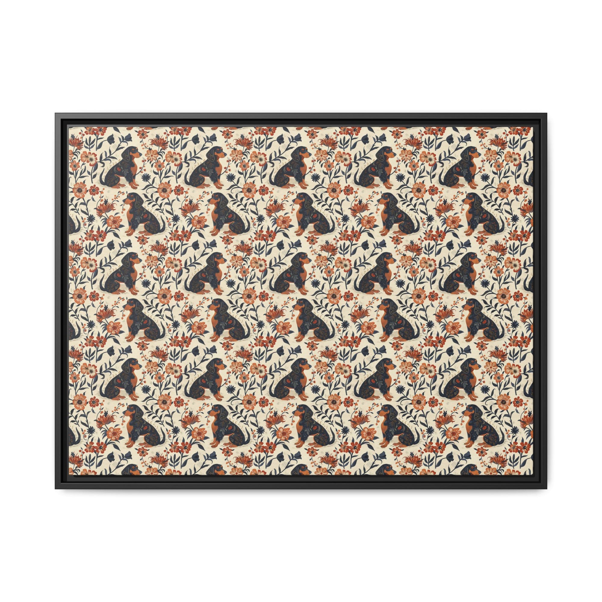 Blossoming Dachshunds Delight Matte Canvas, Framed