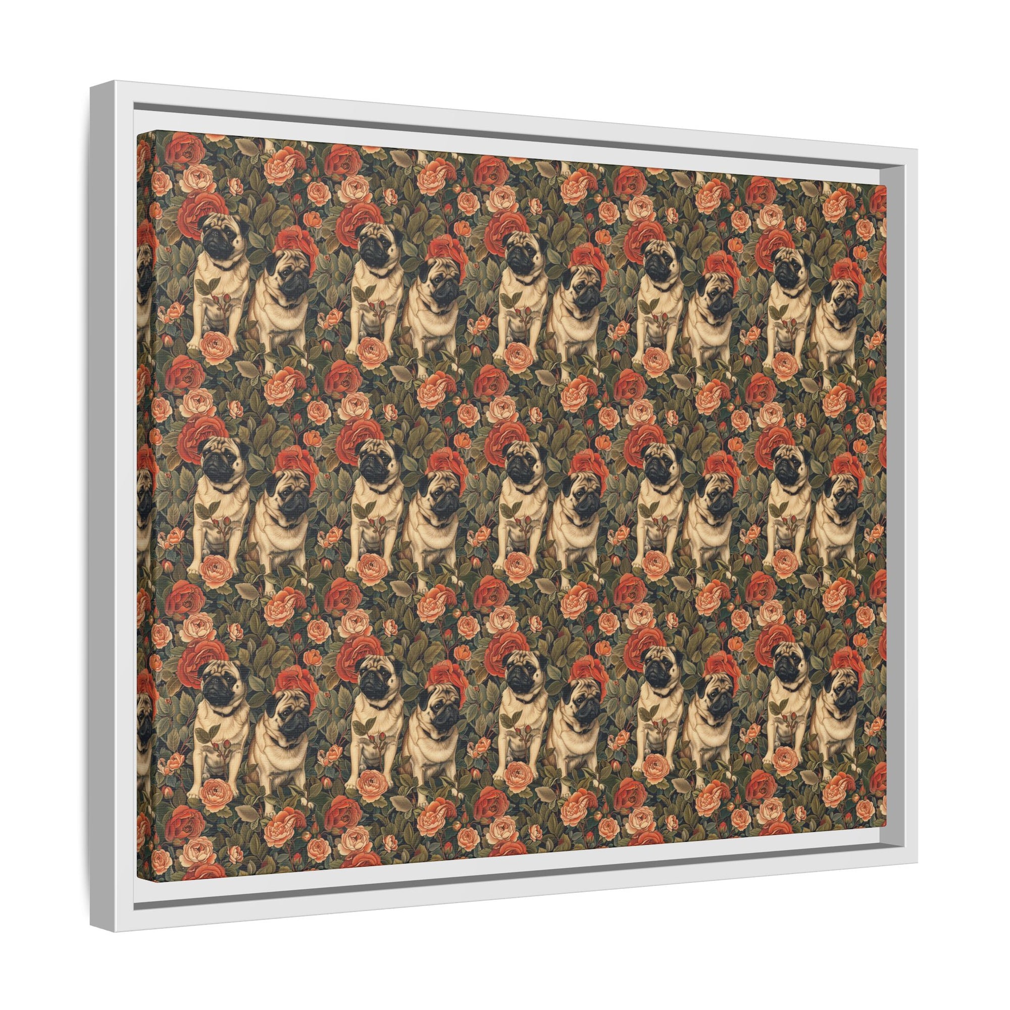 Blooming Pug Paradise Matte Canvas, Framed