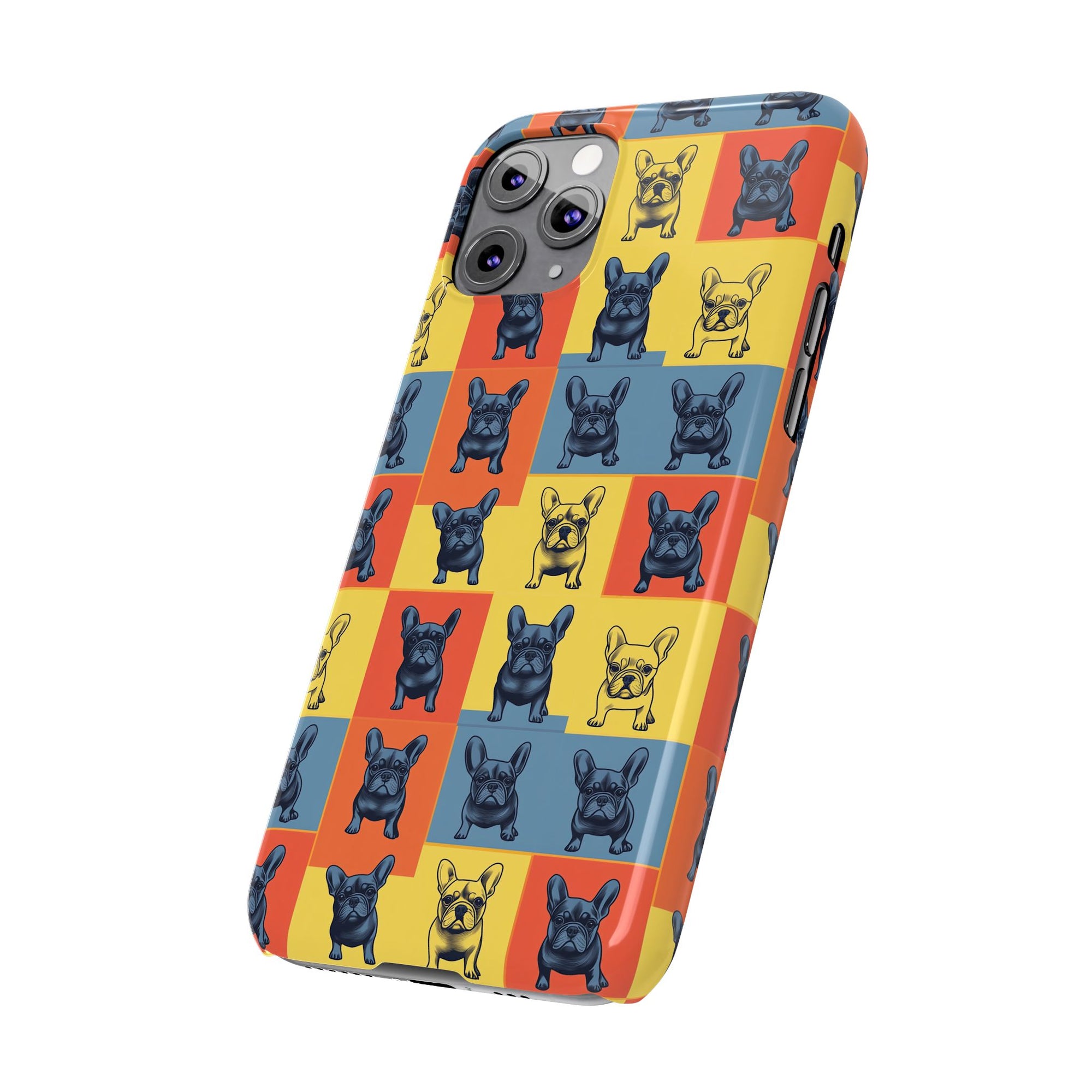 Frenchie Pop Art Pawfection Grid Slim Phone Cases