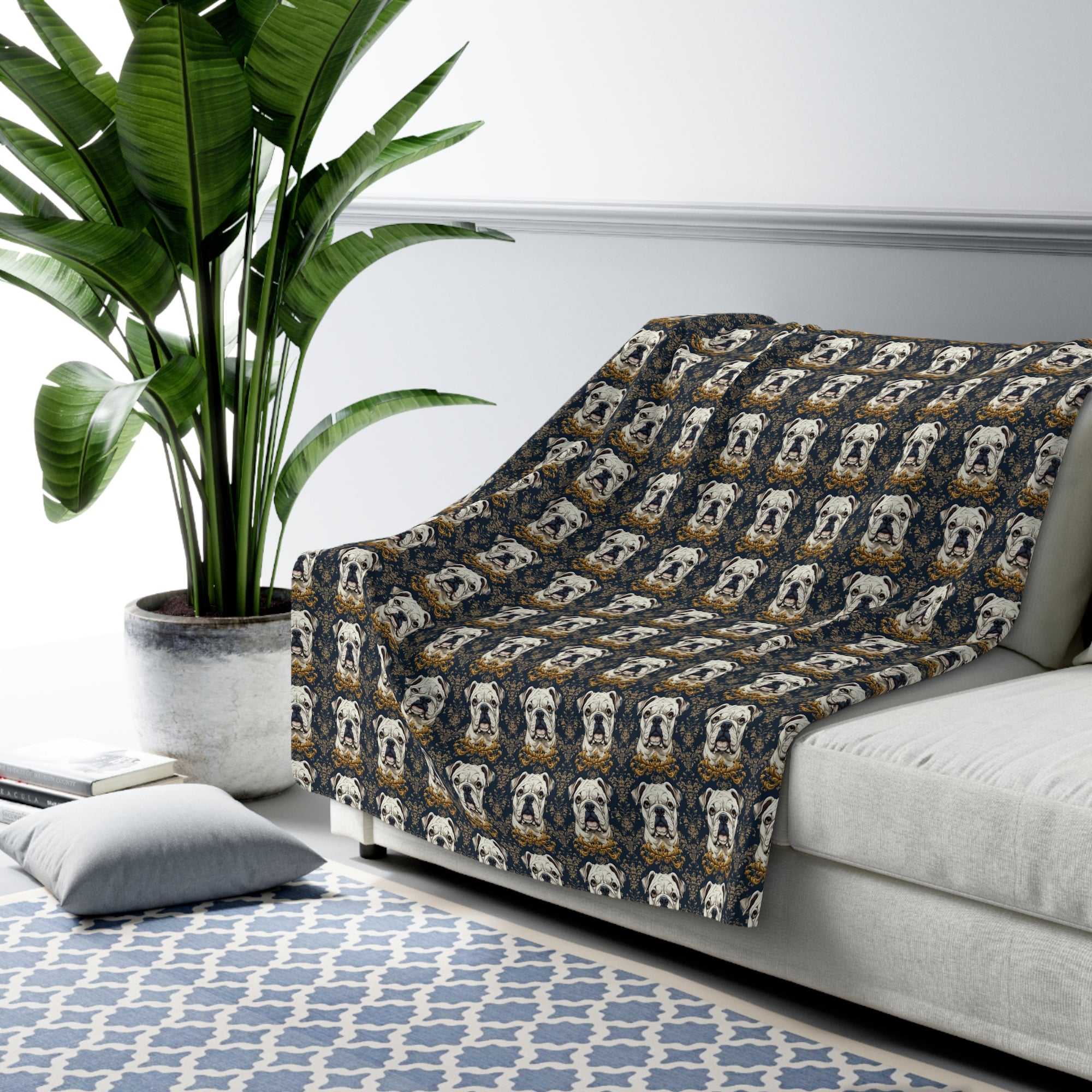 Wildwood Wanderlust Bulldog Sherpa Fleece Blanket