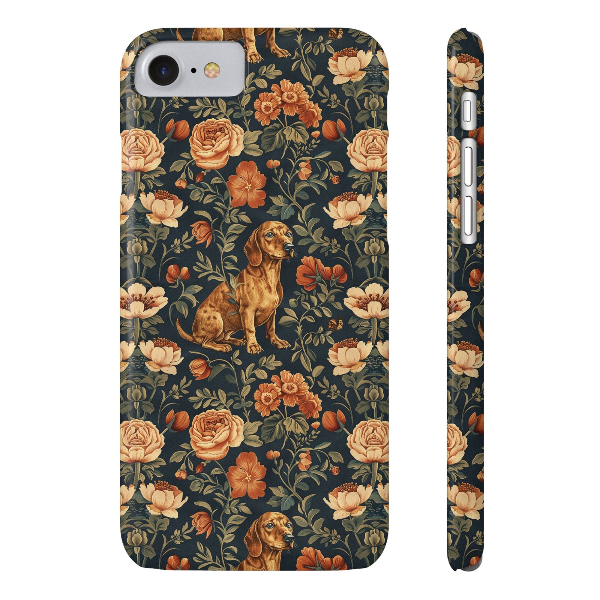 Dazzling Dachsund Blossoms &amp; Foliage Slim Phone Cases