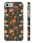 Dazzling Dachsund Blossoms & Foliage Slim Phone Cases