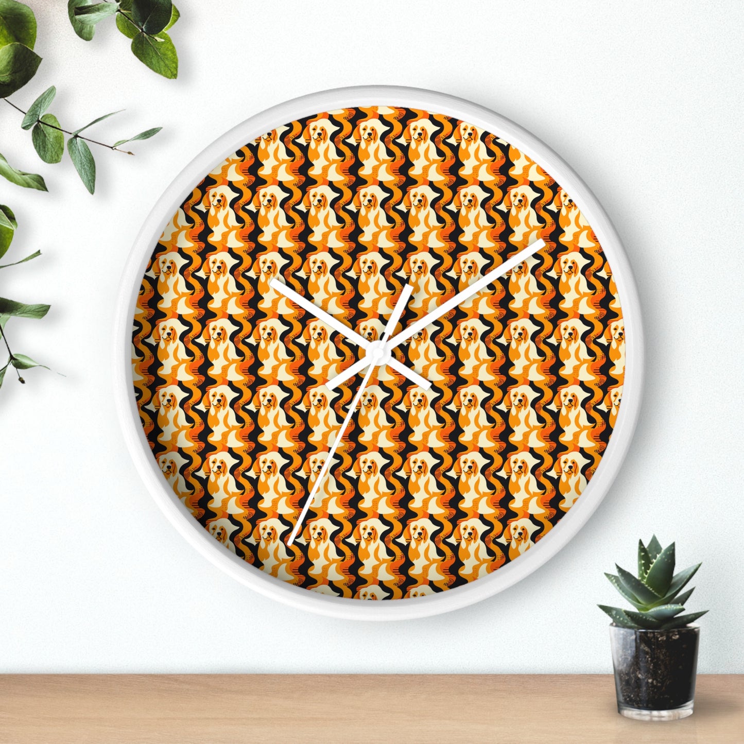 Golden Woof Abstract Glamour Wall Clock