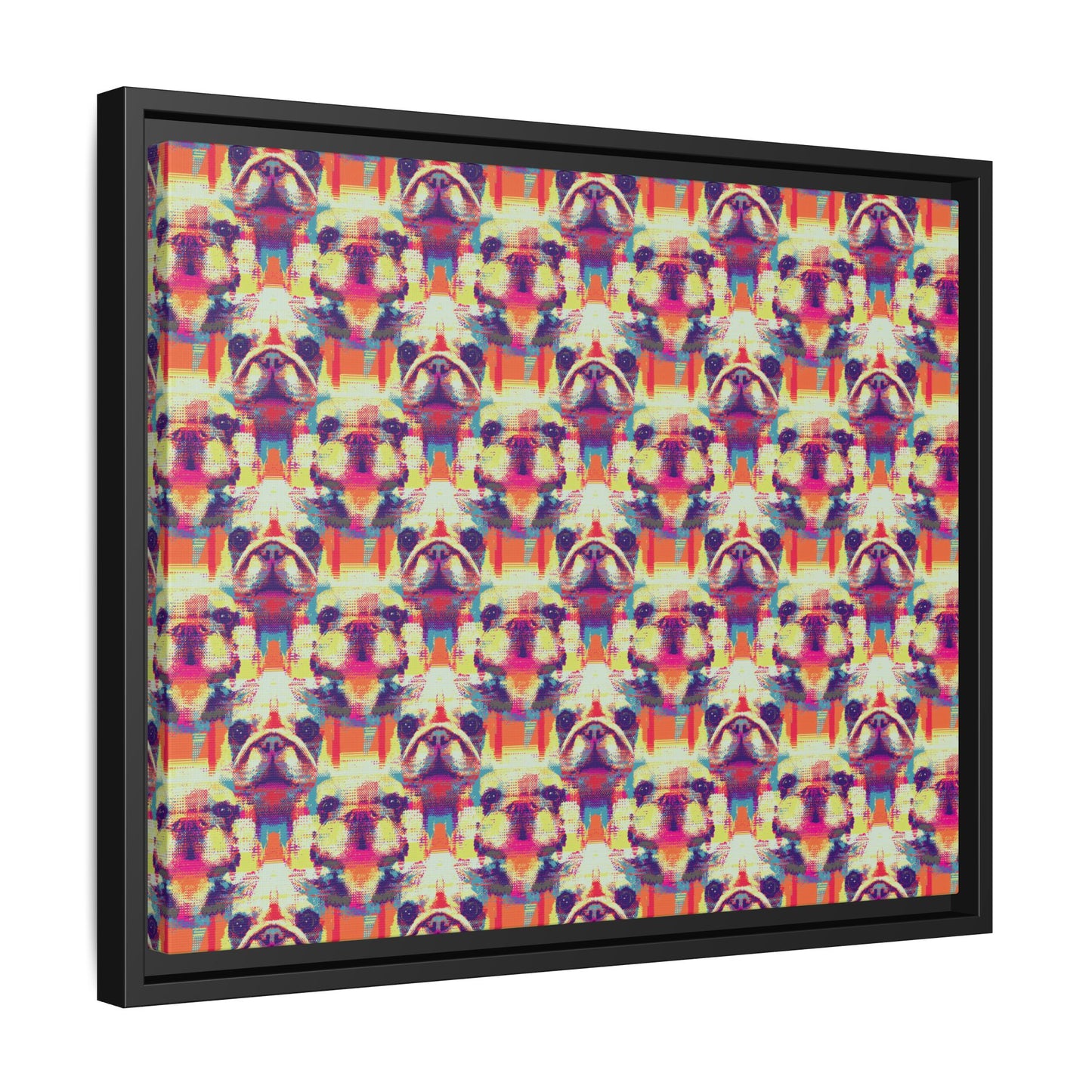 Glitchy Bulldog Blitz Matte Canvas, Framed