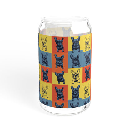 Frenchie Pop Art Pawfection Grid Sipper Glass