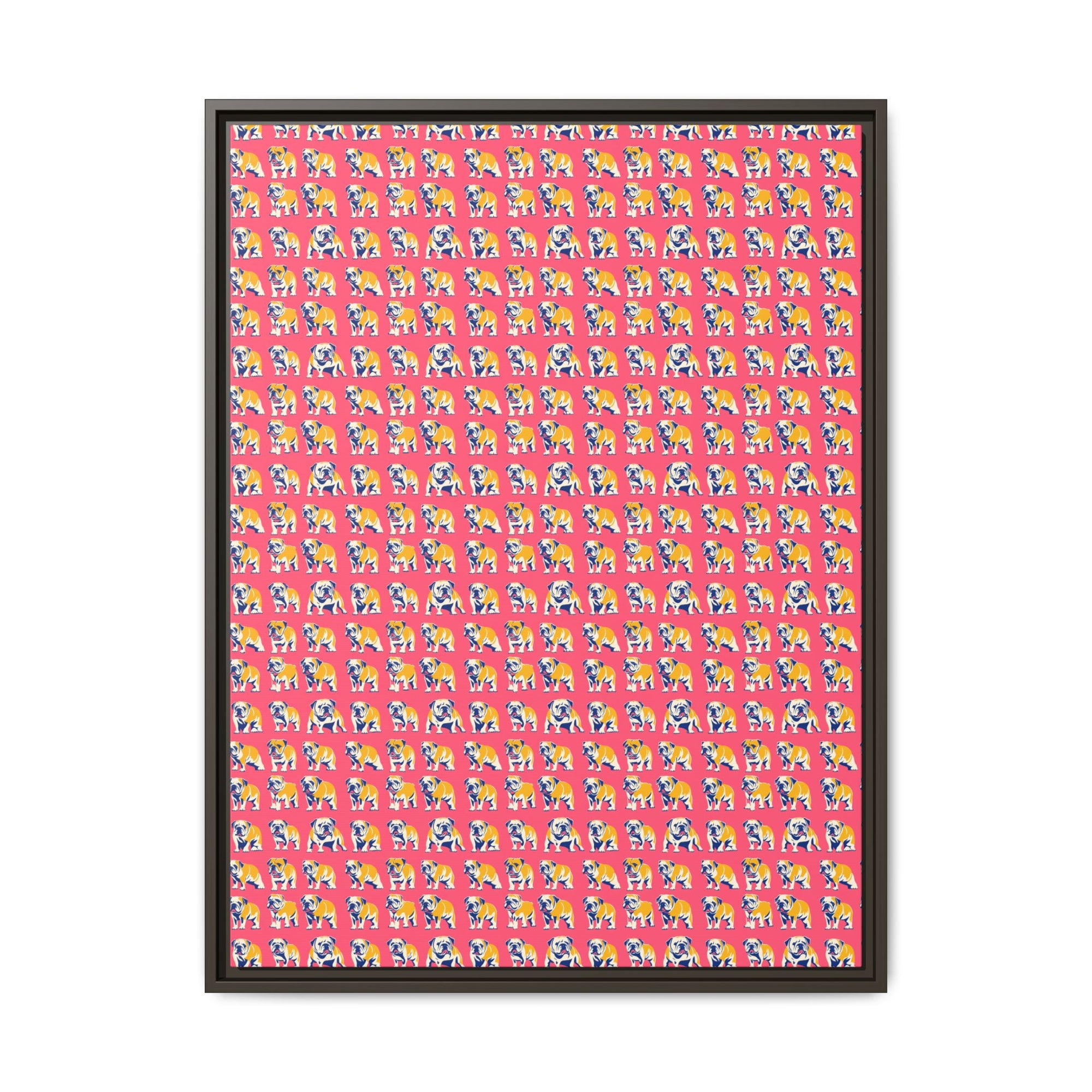 Bubblegum Glamour Bulldog Bouquet Matte Canvas, Framed