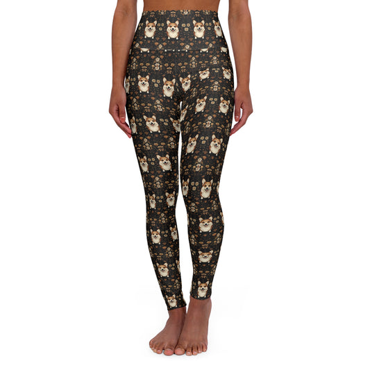 Nighttime Corgi Glow Stride High Waisted Yoga Leggings