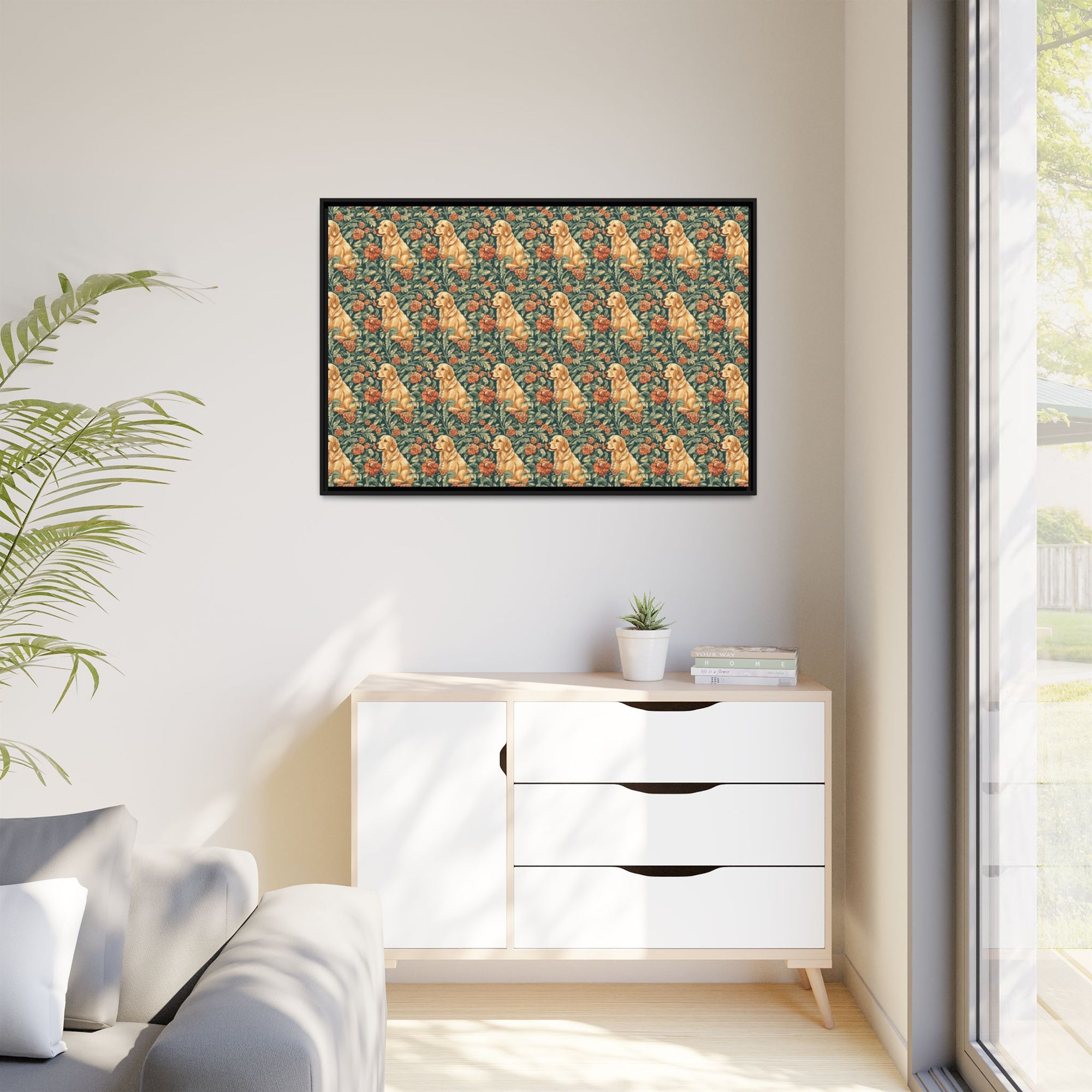 Blooming Goldie Glam Matte Canvas, Framed