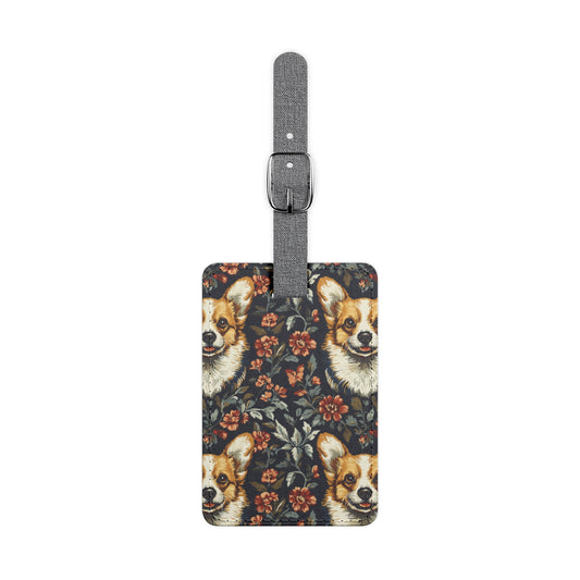 Floofy Corgi Blossom Blast Luggage Tag