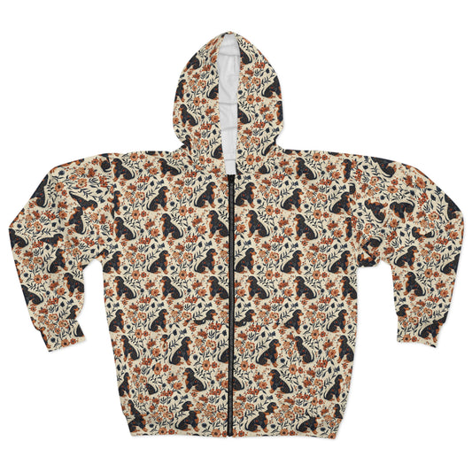 Blossoming Dachshunds Delight Unisex Zip Hoodie