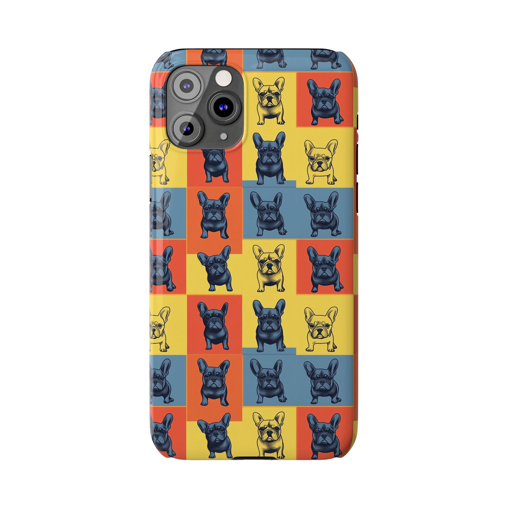 Frenchie Pop Art Pawfection Grid Slim Phone Cases