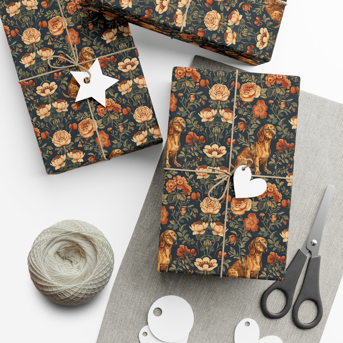 Dazzling Dachsund Blossoms & Foliage Gift Wrap Papers