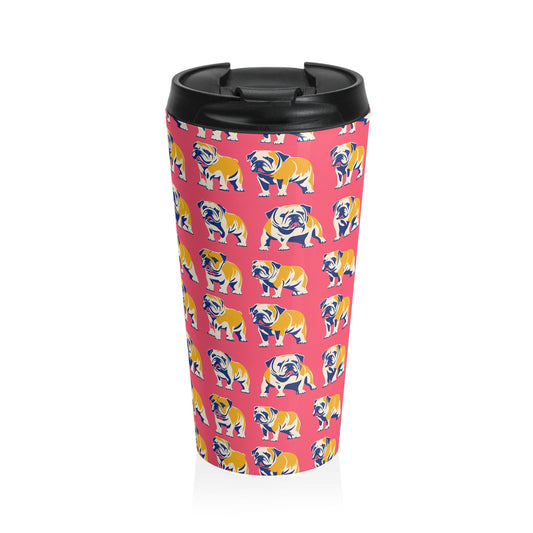 Bubblegum Glamour Bulldog Bouquet Stainless Steel Travel Mug