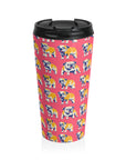 Bubblegum Glamour Bulldog Bouquet Stainless Steel Travel Mug