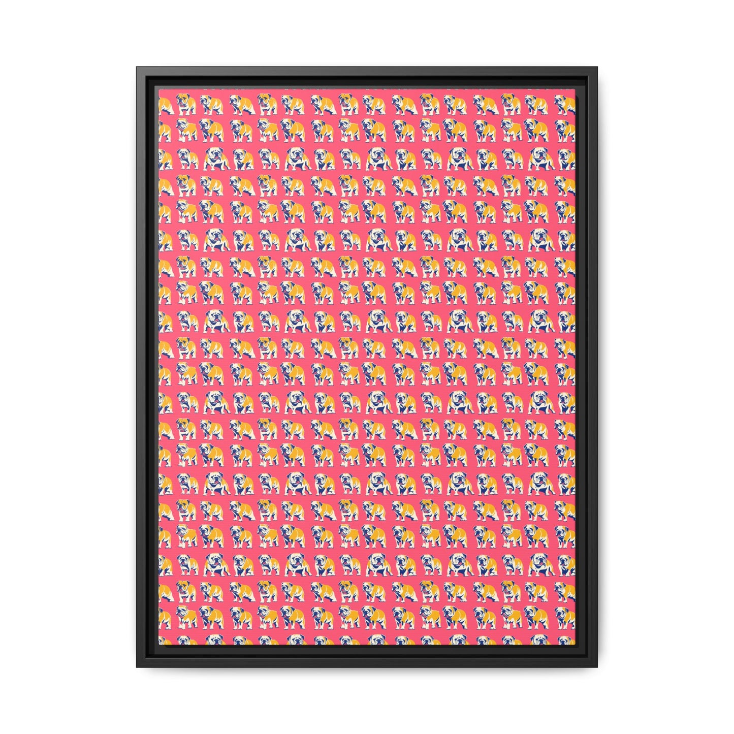 Bubblegum Glamour Bulldog Bouquet Matte Canvas, Framed