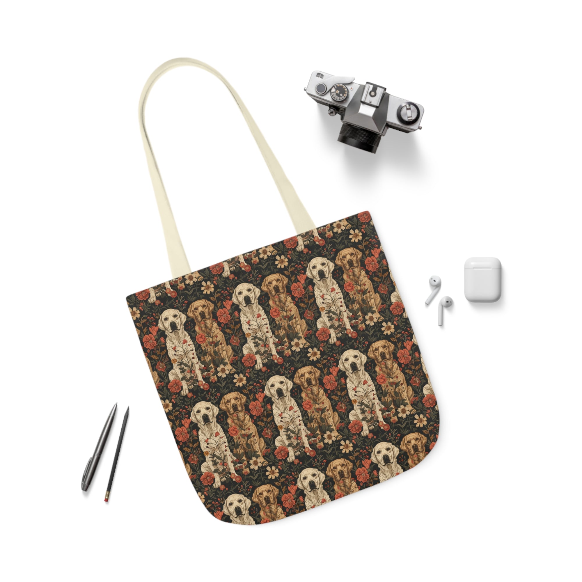 Blossoming Labradors Bouquet Canvas Tote Bag