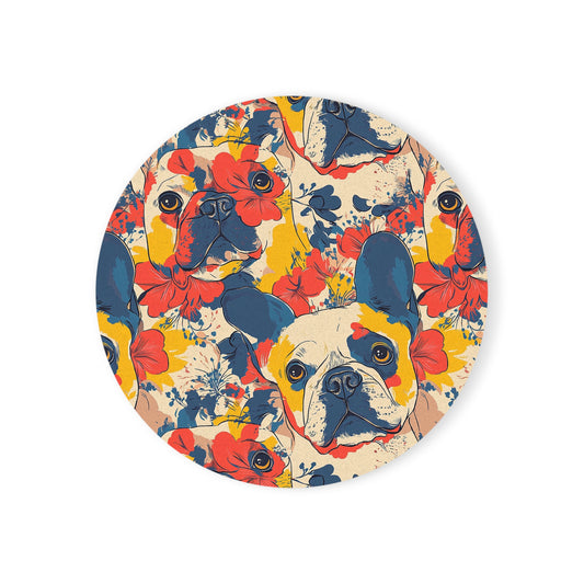 Bloom Pup Frenchietastic Splatter Cork Back Coaster