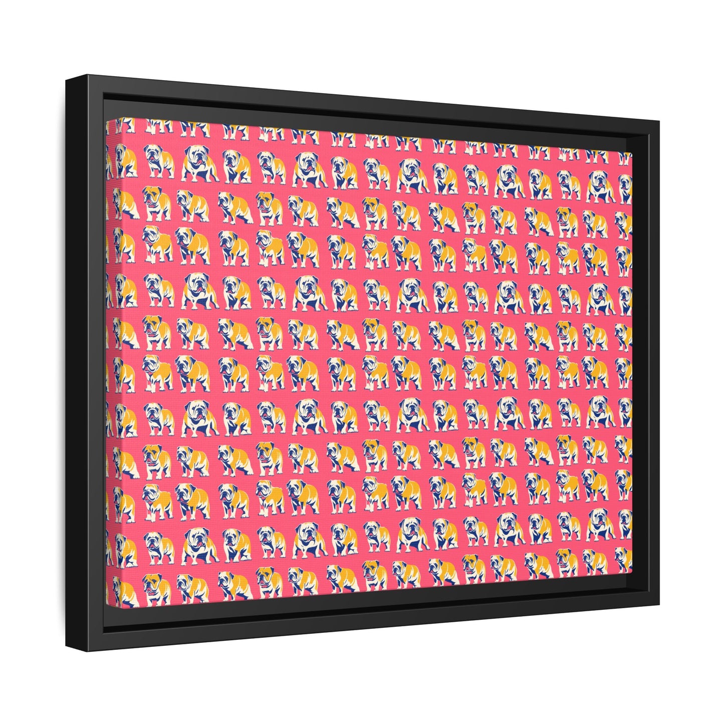 Bubblegum Glamour Bulldog Bouquet Matte Canvas, Framed