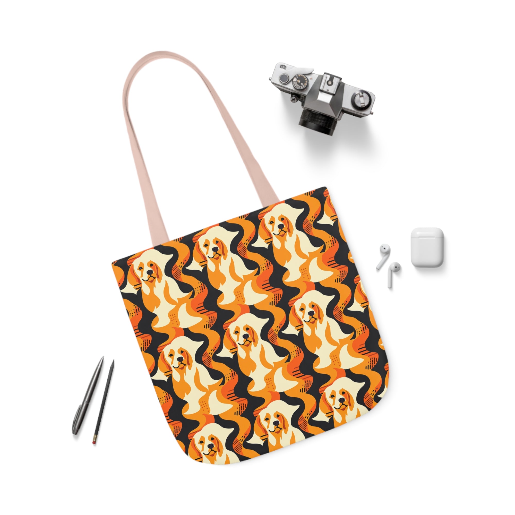 Golden Woof Abstract Glamour Canvas Tote Bag