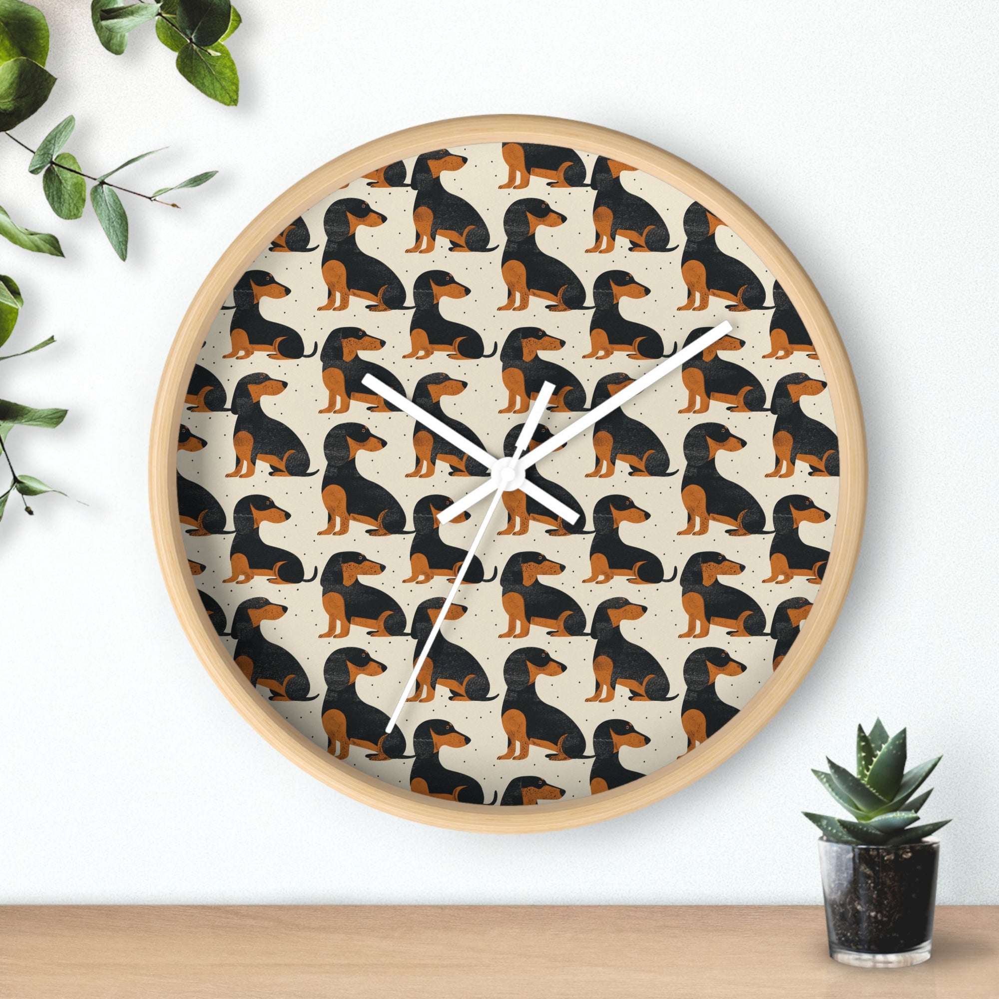 Whimsical Dachsund Dreamcatcher Wall Clock