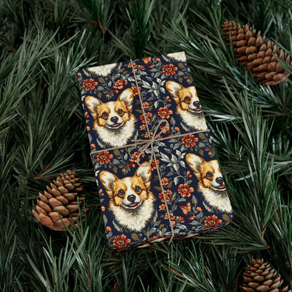 Floofy Corgi Blossom Blast Gift Wrap Papers