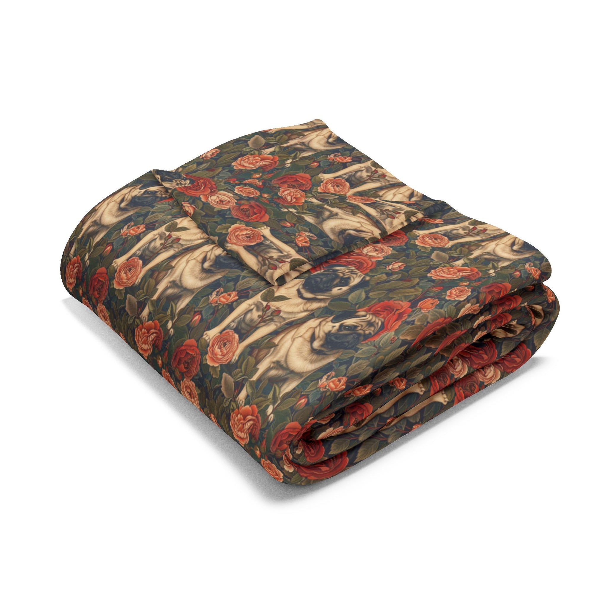 Blooming Pug Paradise Arctic Fleece Blanket