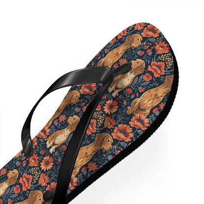 Floral Pawsome Dachsund Delight Flip Flops