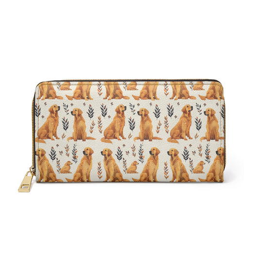 Golden Glamour Paws - Luxe Licks for Regal Retrievers Zipper Wallet