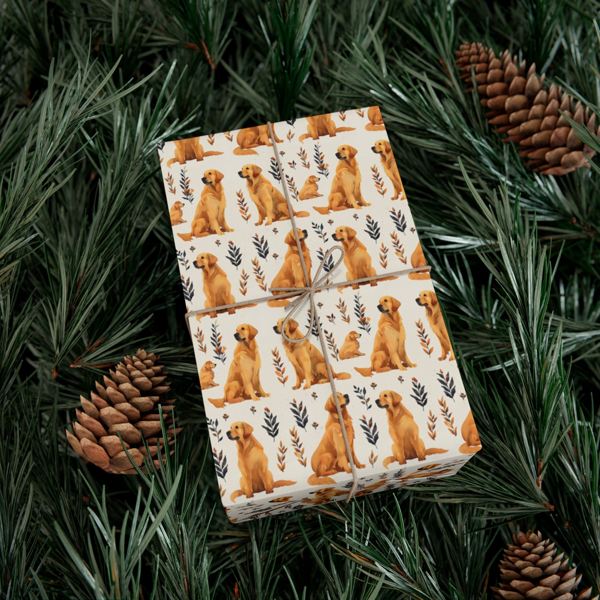 Golden Glamour Paws - Luxe Licks for Regal Retrievers Gift Wrap Papers