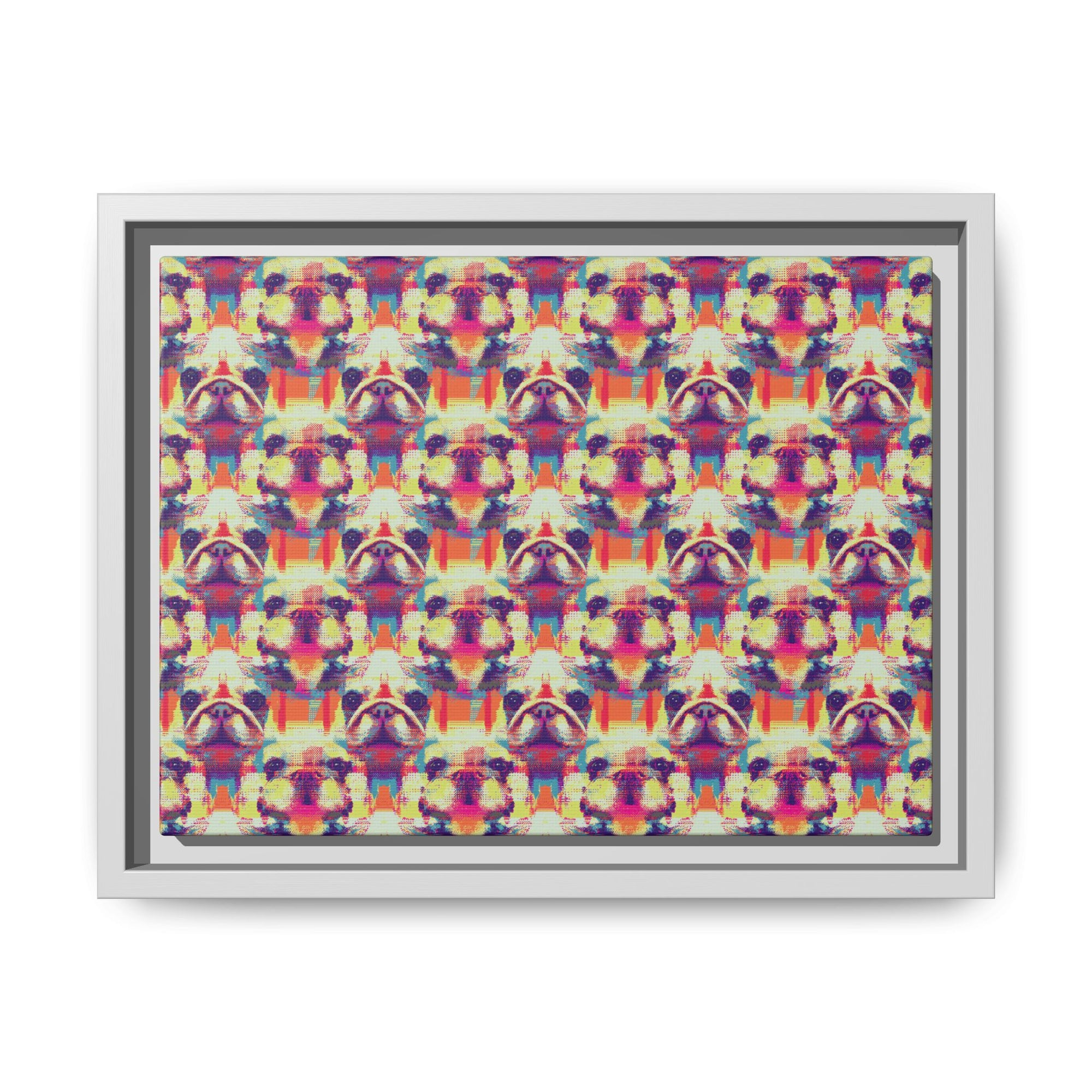 Glitchy Bulldog Blitz Matte Canvas, Framed