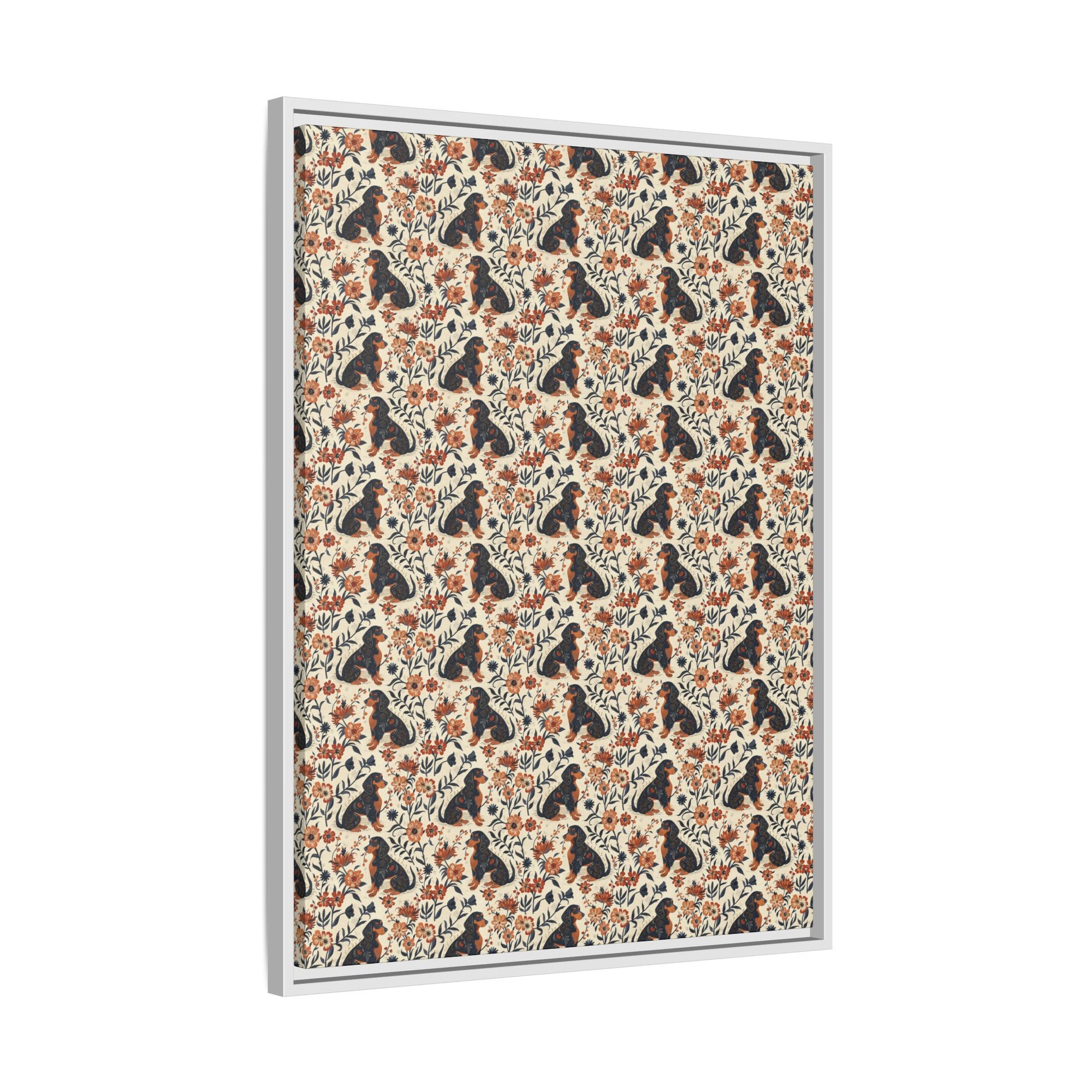 Blossoming Dachshunds Delight Matte Canvas, Framed