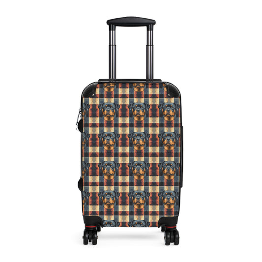 Pawsome Rottweiler Royalty Plaid Suitcase