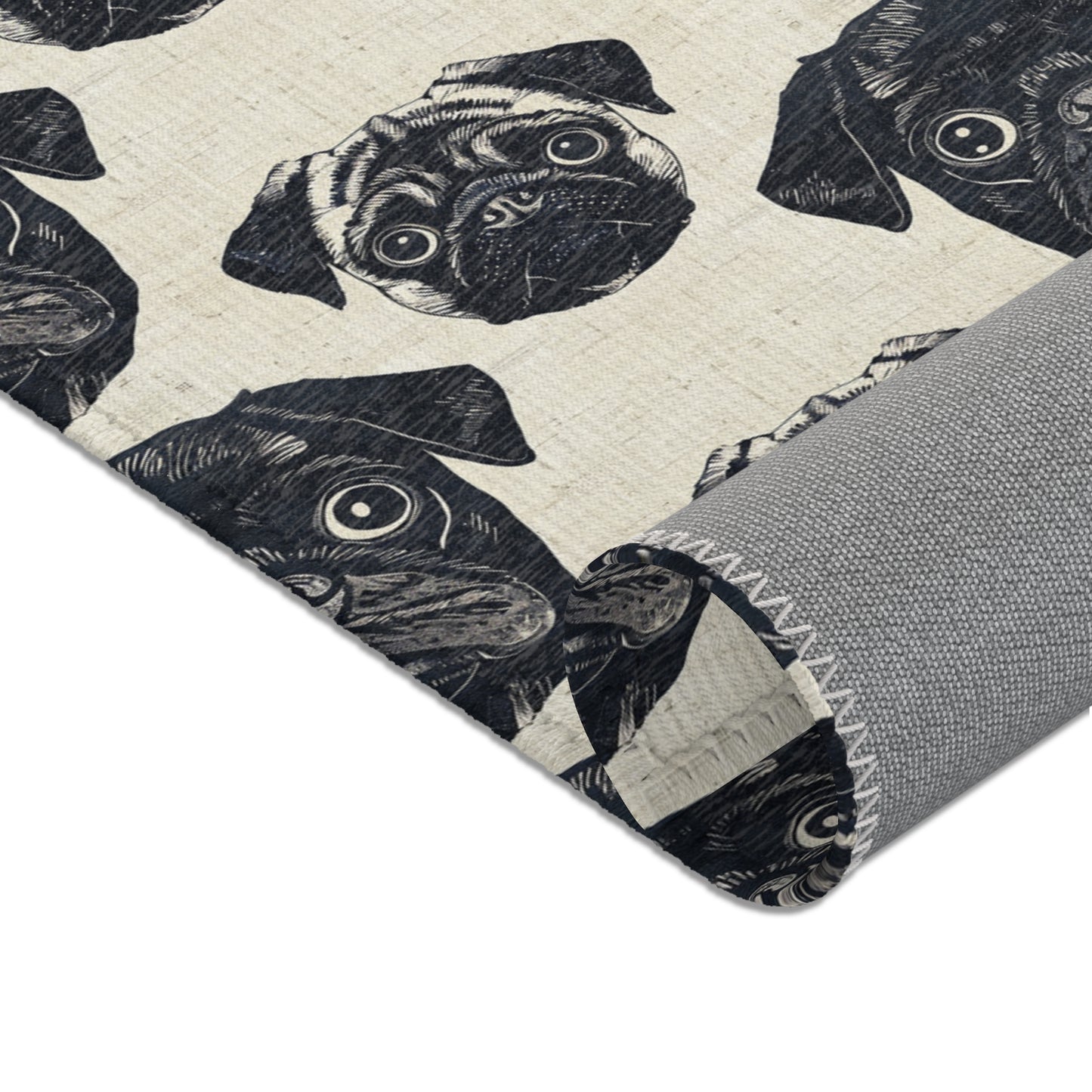 Pug Pizzazz - Modern Geometric Pug Pattern Area Rug