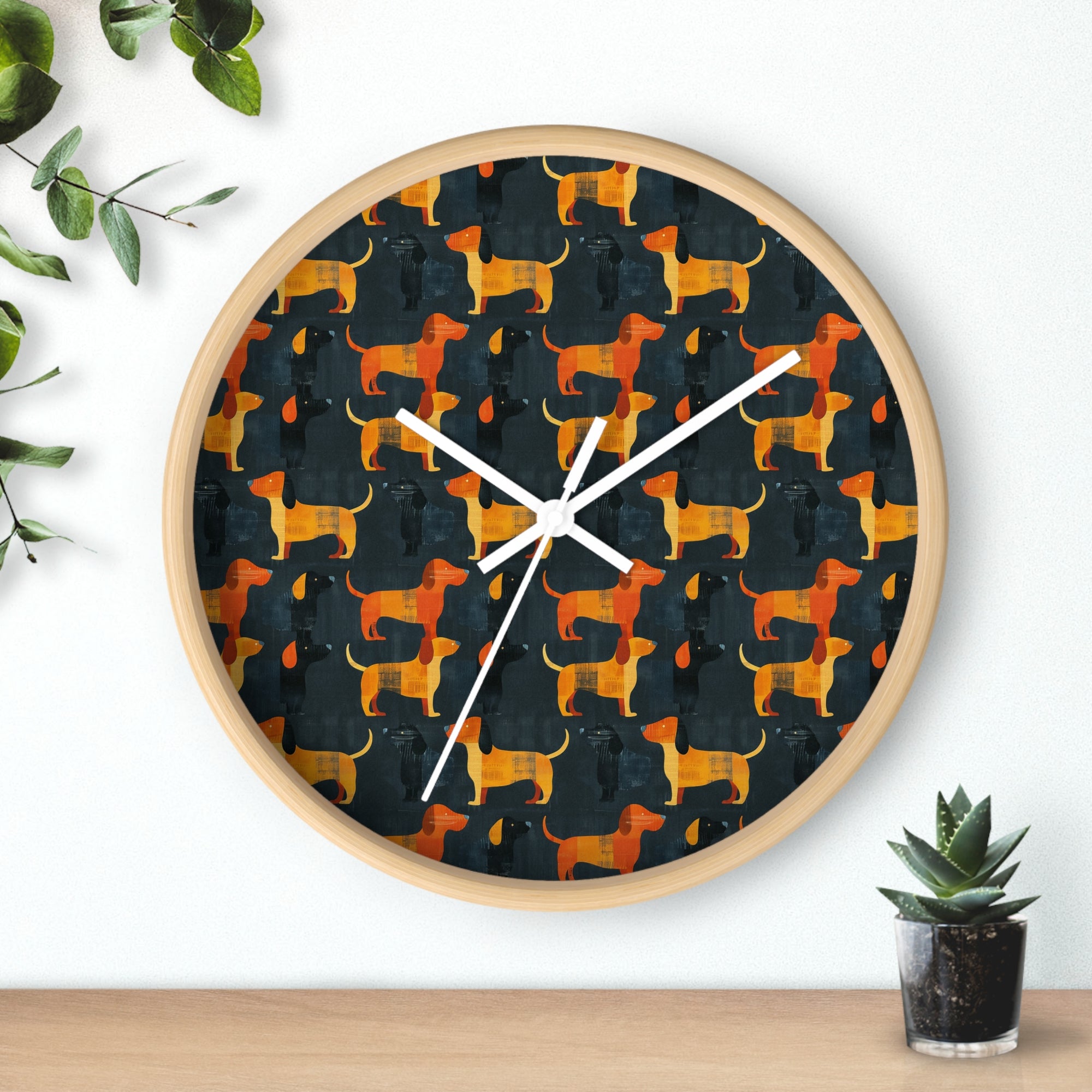 Dapper Dachshund Noir Glow Wall Clock