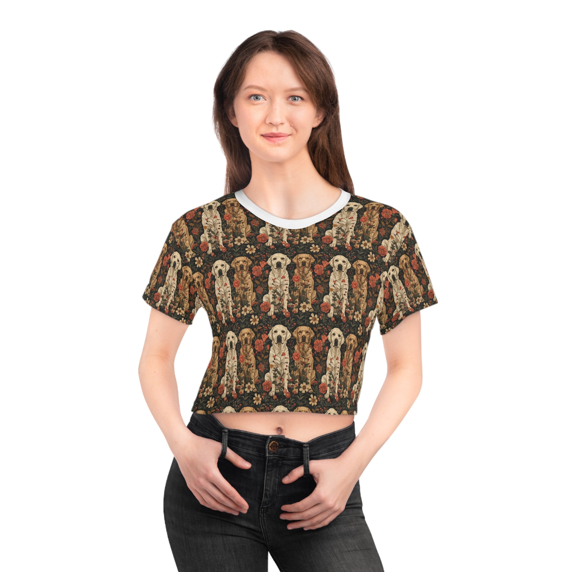 Blossoming Labradors Bouquet Crop Tee