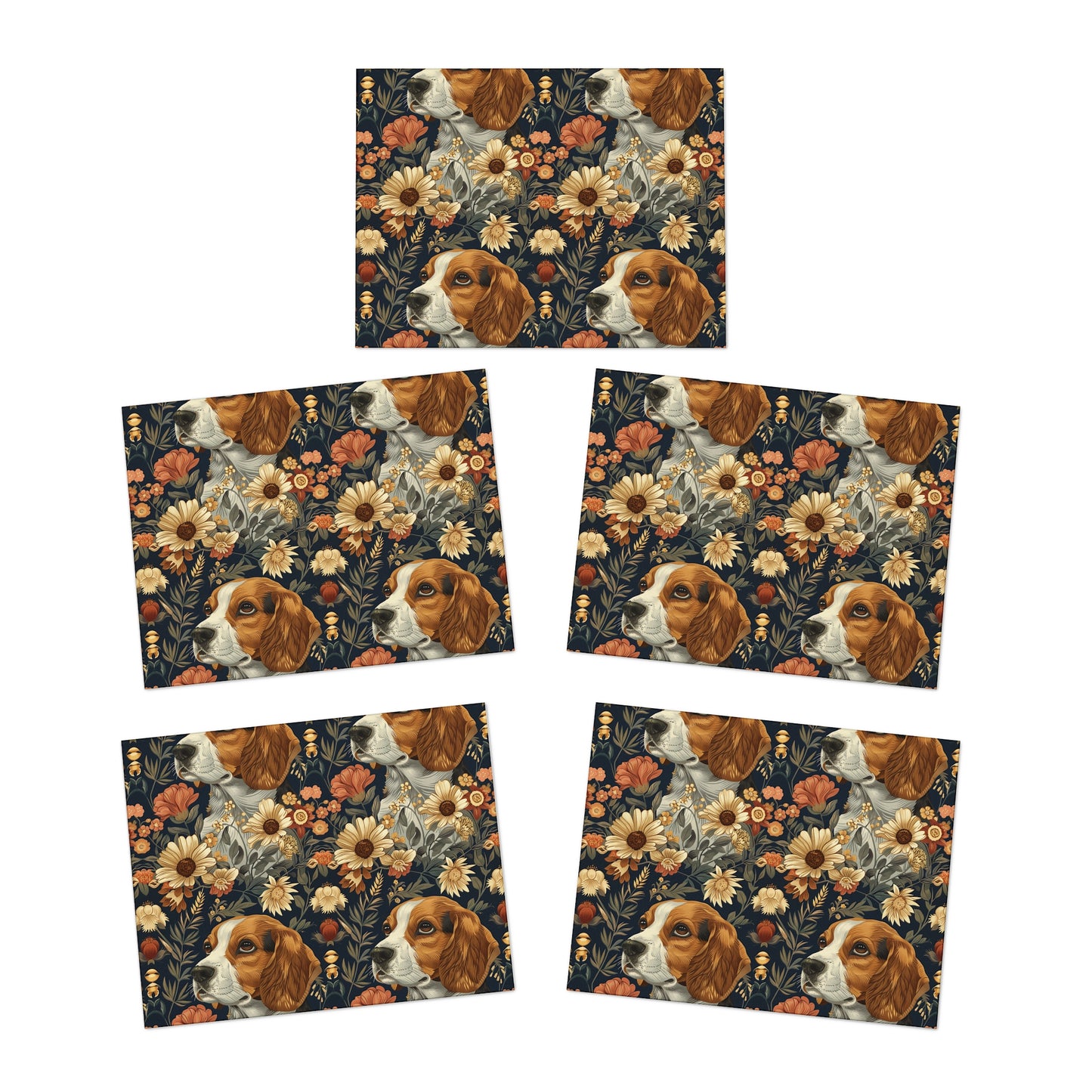 Beagle Blossoms Greeting Cards (5-Pack)