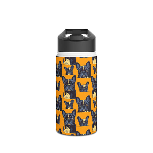 Frenchie Pawsitively Pawsome Peek-a-Boo Perfection Stainless Steel Water Bottle