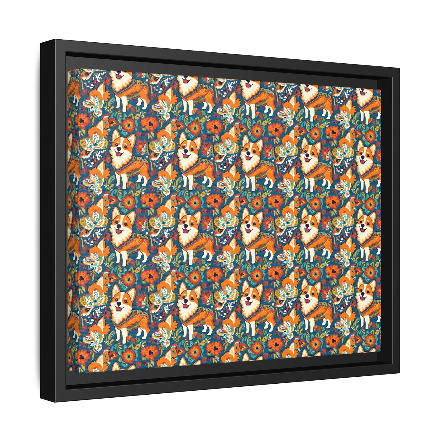 Corgi Carnival Couture Matte Canvas, Framed