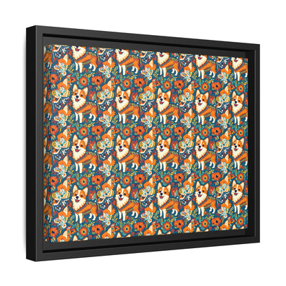 Corgi Carnival Couture Matte Canvas, Framed