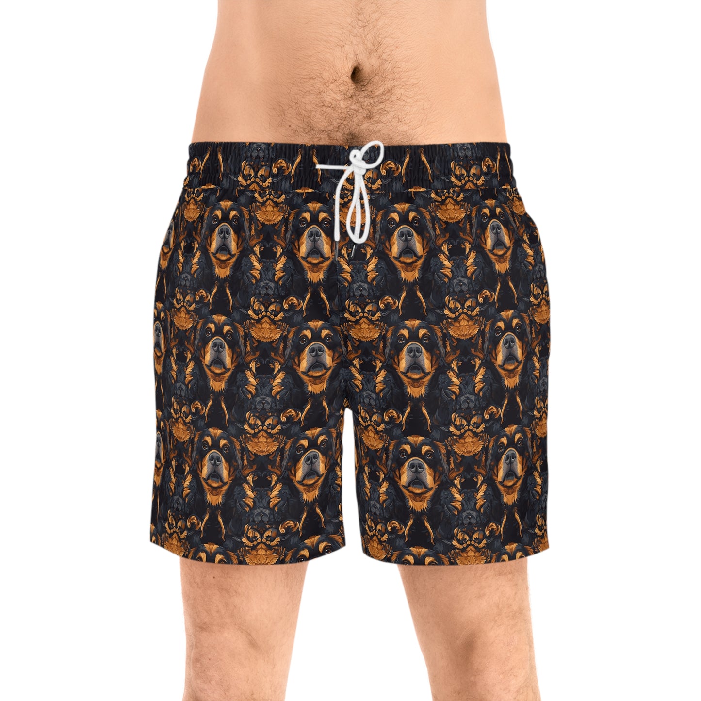 Modern Rottweiler Royalty Men's Mid-Length Swim Shorts