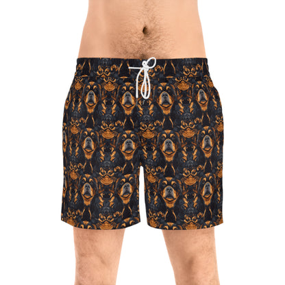 Modern Rottweiler Royalty Men's Mid-Length Swim Shorts