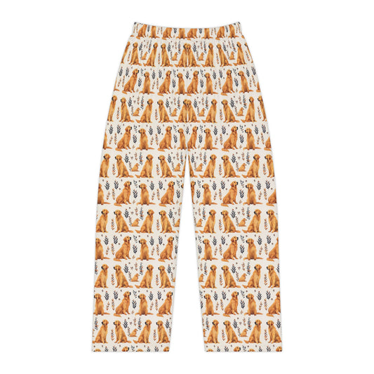 Golden Glamour Paws - Luxe Licks for Regal Retrievers Women's Pajama Pants